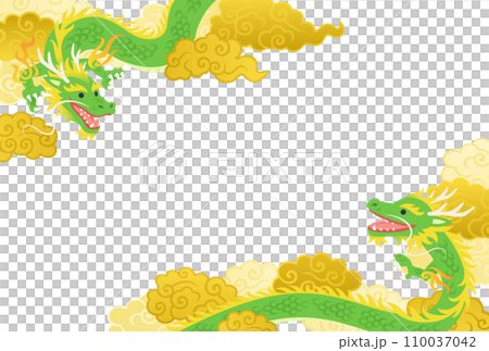 Two dragons and gold cloud frame Two dragons and gold cloud frame 110037042