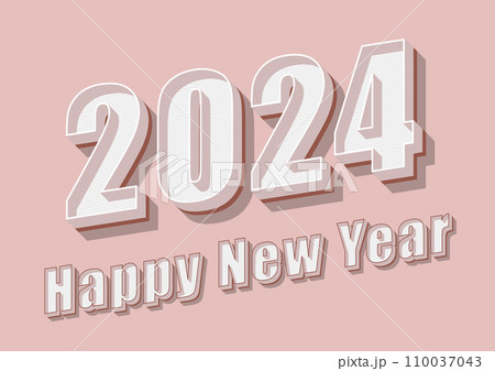 Happy new year text 2024 with peach color designのイラスト素材 ...