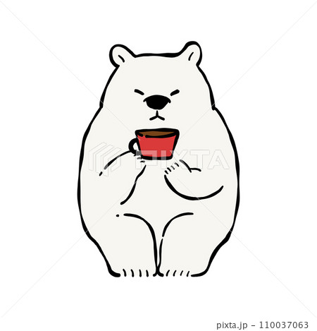 ホットドリンクを飲む白クマのクリップアート 110037063