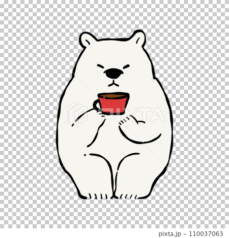 ホットドリンクを飲む白クマのクリップアート 110037063