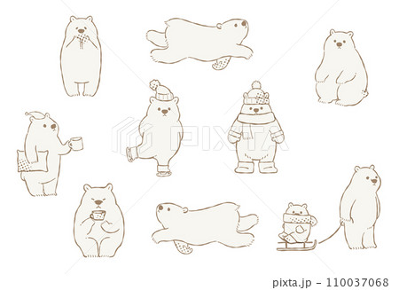 冬を楽しむホッキョクグマのイラスト 110037068