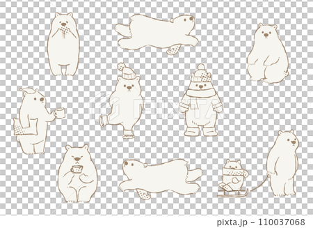 冬を楽しむホッキョクグマのイラスト 110037068
