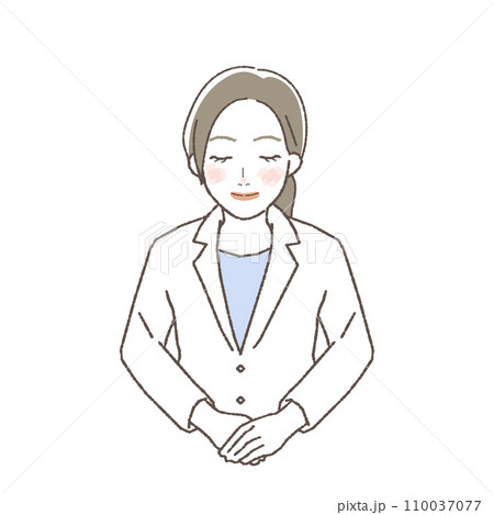 医療スタッフ　おじぎする女性のイラスト 110037077