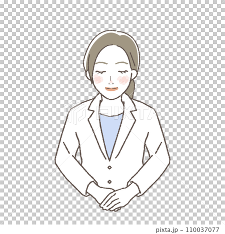 医療スタッフ　おじぎする女性のイラスト 110037077