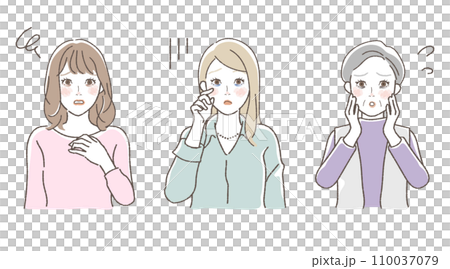 茶くま、青くま、黒くまの女性のイラストセット 110037079