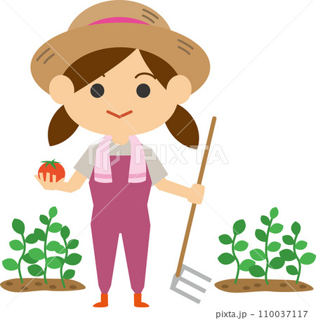 野菜を持っている女性農家のイメージイラスト 110037117
