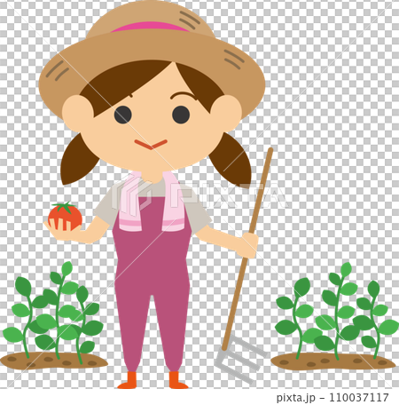 野菜を持っている女性農家のイメージイラスト 110037117