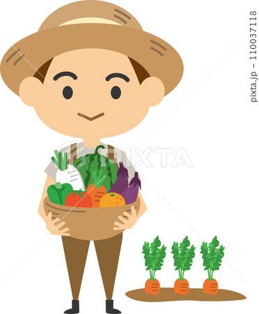 野菜を持っている男性農家のイメージイラスト 110037118