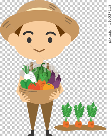 野菜を持っている男性農家のイメージイラスト 110037118