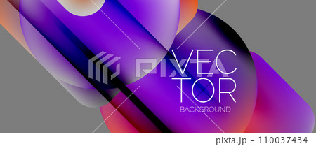 Dynamic bright colorful geometric elements with fluid gradients, lights, shadows blend in a minimal backdrop, creating captivating composition 110037434