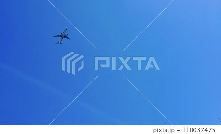 飛行機を見上げる 110037475