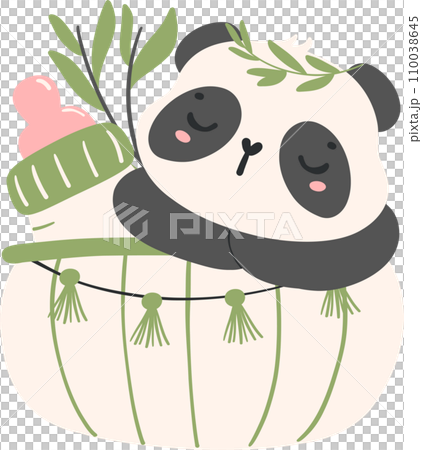 Cute Baby Shower Panda Nursery Illustration with bamboo cartoon 110038645