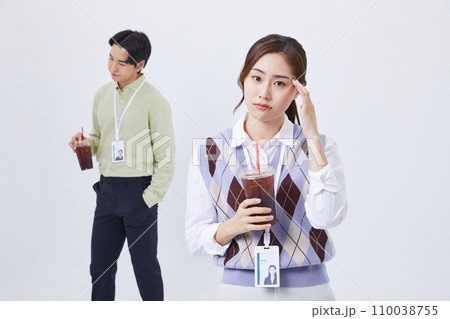 Work Stress_depressed man and woman with a lot of worries Work Stress_depressed man and woman with a lot of worries 110038755