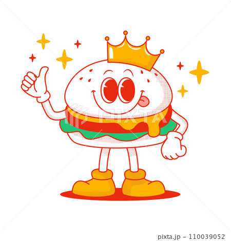 hamburger food character with a crown hamburger food character with a crown 110039052