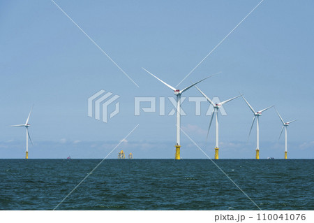 View of the Offshore wind power systems off the western coast of Taiwan. View of the Offshore wind power systems off the western coast of Taiwan. 110041076