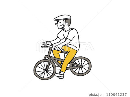 スポーツ用自転車に乗る男性　趣味で自転車を楽しむ人々 110041237
