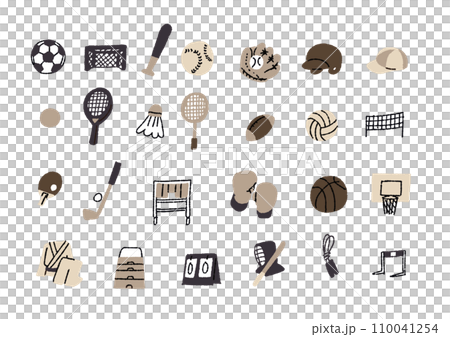 Hand-drawn illustration icon set of sports equipment 110041254