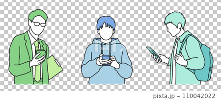 Man looking at smartphone Person illustration set No face 110042022