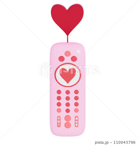 Valentine's movie night remote control with heart-shaped on transparent background, 3D rendering 110043796