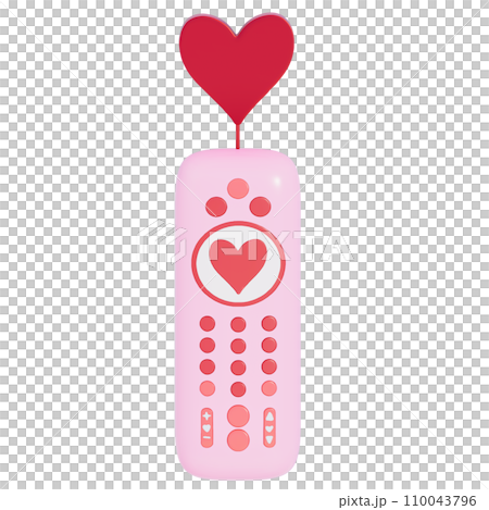 Valentine's movie night remote control with heart-shaped on transparent background, 3D rendering 110043796