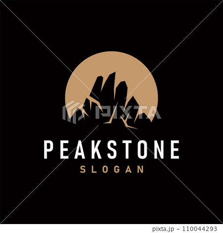 mountain rock peak logo simple design black silhouette natural stone brand template 110044293