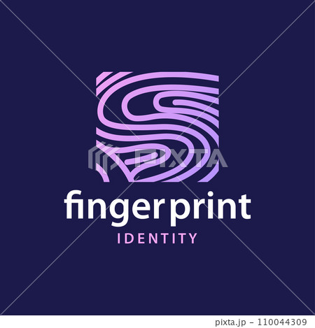 Premium Fingerprint Logo, Human Identity Design Simple Line Model Template Illustration 110044309