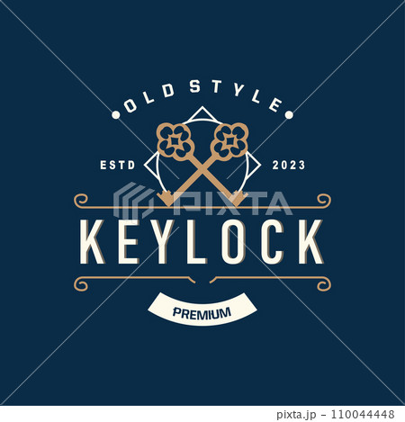 Home security design simple key logo old vintage minimalist template illustration Home security design simple key logo old vintage minimalist template illustration 110044448