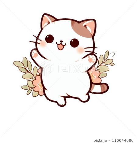 手を振る白猫のイラスト素材 [110044686] - PIXTA