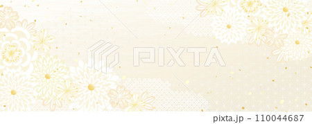 着物やかんざしのような和風花柄のベクター背景素材	 110044687