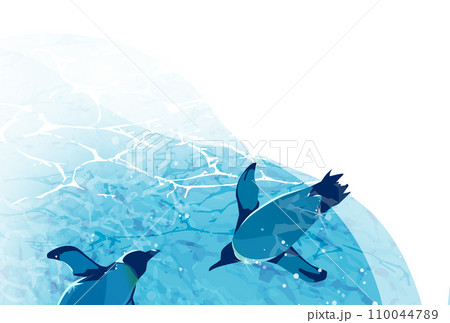 水中を泳ぐペンギンのイラスト 水中を泳ぐペンギンのイラスト 110044789