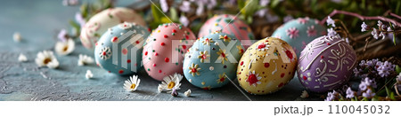 AI art　colorful egg background　カラフルな卵の背景 110045032