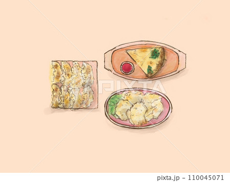 キッシュと餃子と玉ねぎフライ キッシュと餃子と玉ねぎフライ 110045071
