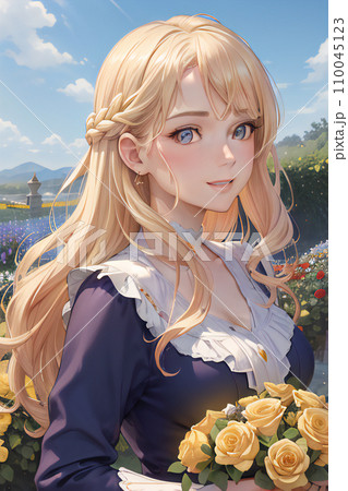 薔薇シリーズ（Ⅳ）綺麗なバラと女の子【縦横比3:2】【AI生成画像】 110045123