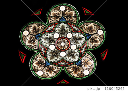 Stained glass in Zagreb cathedral dedicated to the Assumption of Mary 110045263
