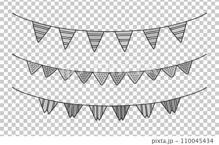 Flag garland set triangular pattern monochrome Flag garland set triangular pattern monochrome 110045434