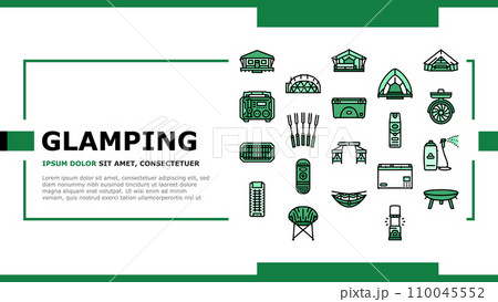 glamping tent nature luxury landing header vector glamping tent nature luxury landing header vector 110045552
