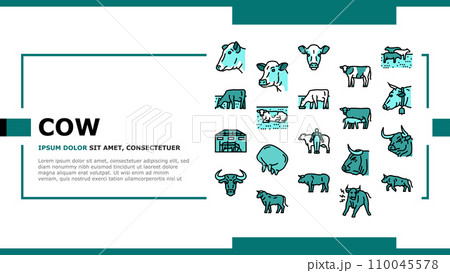 cow farm dairy cattle milk white landing header vector 110045578