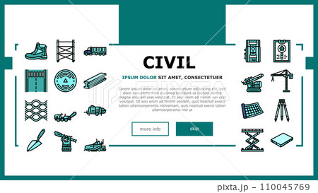 civil engineer industry building landing header vector 110045769