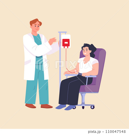 Blood transfusion, design concept with man, cartoon vector illustration 110047548