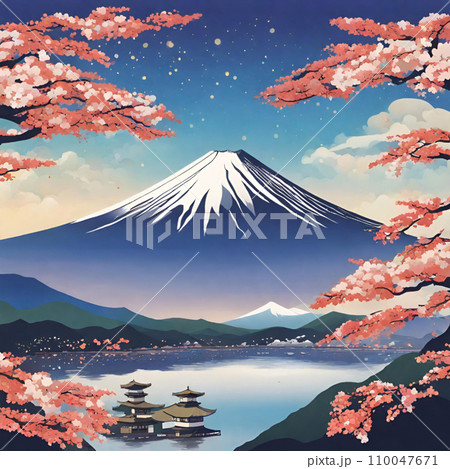 水彩画の富士山のイラスト素材 [110047671] - PIXTA