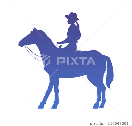 Cowgirl riding horse silhouette. Cowgirl riding horse silhouette. 110048091