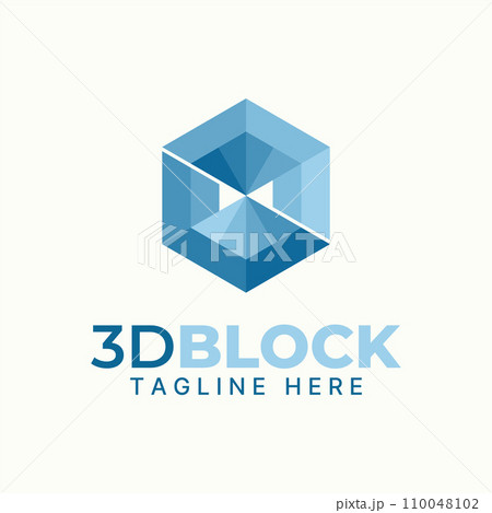Logo design graphic concept abstract creative premium vector stock 3D infinity hexagon hole illustration. Related mathematic manipulation shape colour 110048102