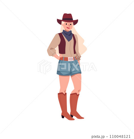 Cowgirl standing full length. 110048121