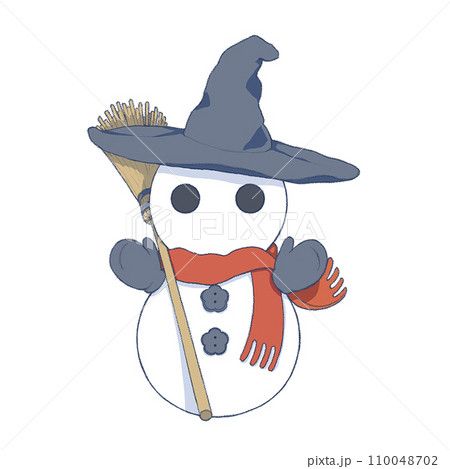 帽子,マフラー,手袋をした雪だるまの正面イラスト 110048702