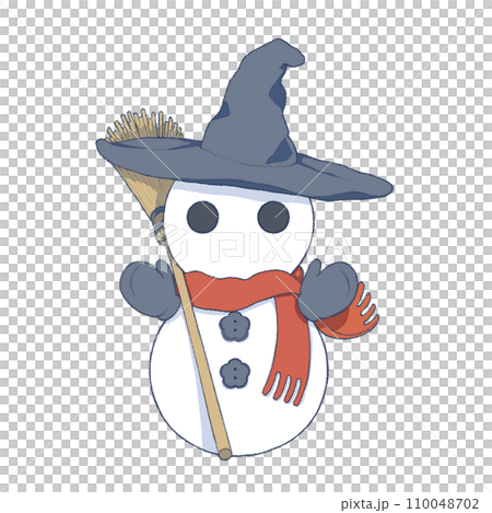 帽子,マフラー,手袋をした雪だるまの正面イラスト 110048702
