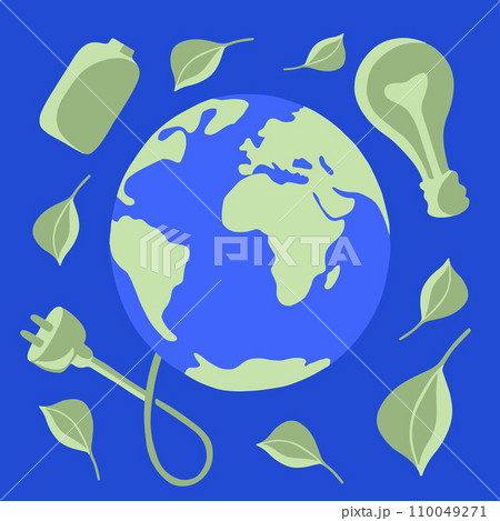 Vector isolated illustration of energy conservation. Alternative Energy Sources. Protection of the planet. 110049271