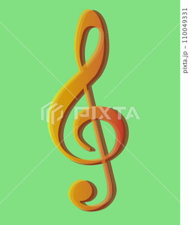 A treble clef on a green background. 110049331