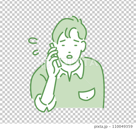 電話でトラブルの対応をする男性 110049359