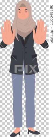 Social Justice Representation concept. Stop Hand Gesture by Muslim Woman in Hijab. 110049590