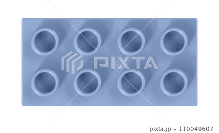 Serenity Lego Block Isolated on a White Background. Close Up View of a Plastic Children Game Brick for Constructors, Top View. High Quality 3D Rendering with a Work Path. 8K Ultra HD, 7680x4320 110049607